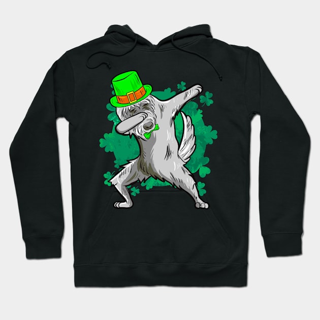 St Patricks Day Dabbing Irish Wolfhound Hoodie by E